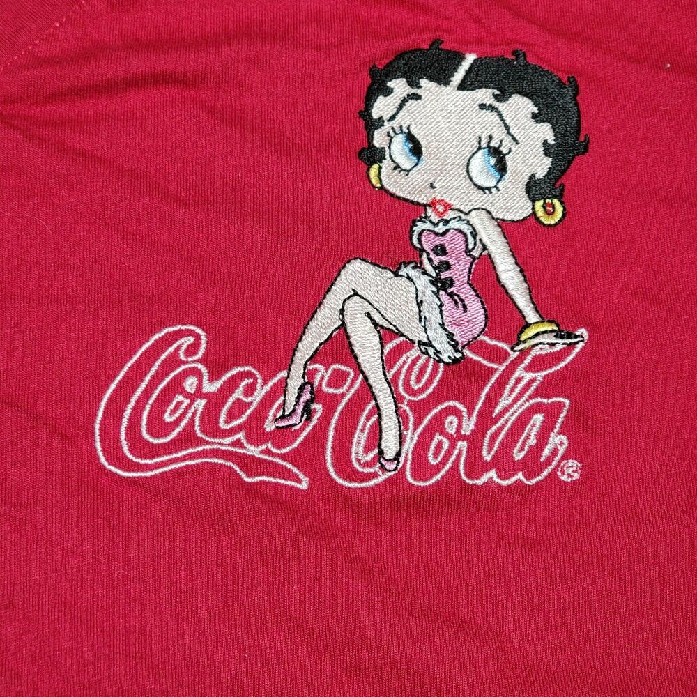 Betty Boop X Coca Cola LS Red V-Neck Sleepwear Tee - Size 2X - Picture 3 of 6